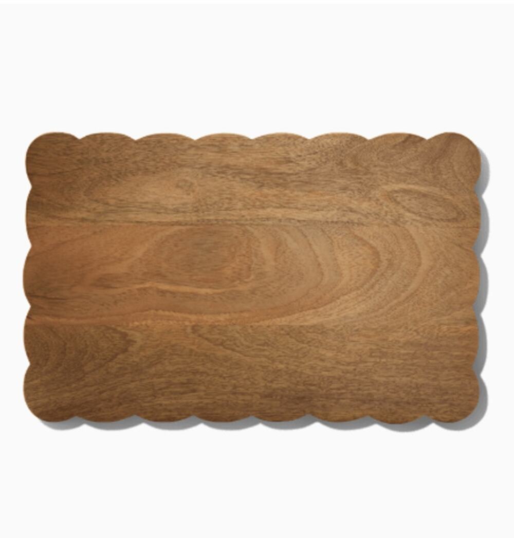 Mela Artisans Scalloped Edge Mango Wood Board NWT Charcuterie Party Snack Board